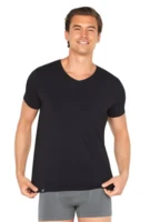 Boody T-shirt Herre V-hals sort str. M, 1 stk.