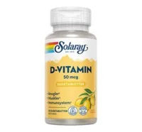 Solaray D-vitamin 50 mcg sugetablet, 60 kap.