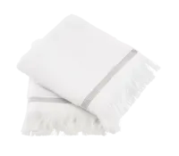 Håndklæde, 40x60 cm, Hvid med grå striber