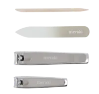 Meraki Negle Kit m. Cuticle Push, Nail File, small Slipper and large Clipper Grå