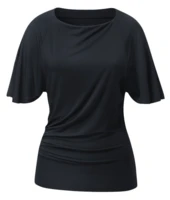 Curare Flow #2566 shirt short fancy batwing sleeves - Midnight-blue