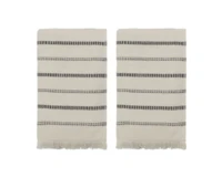 Meraki Håndklæde Råhvid - sorte striber, l: 100 cm, w: 50 cm