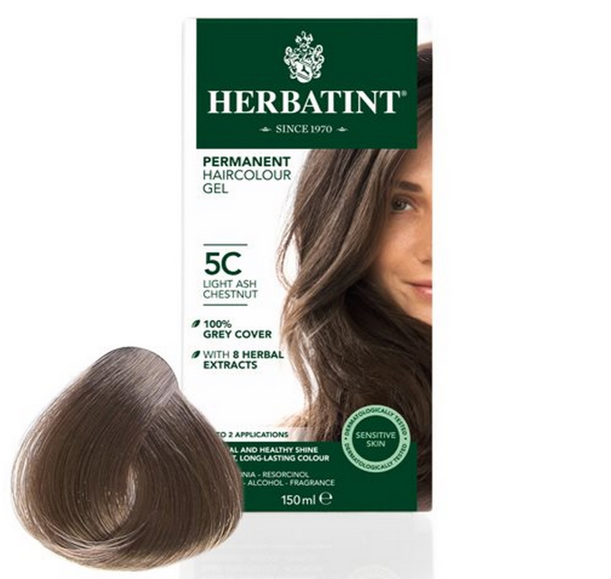 Billede af Herbatint 5C hårfarve Light Ash Chestnut, 150ml.