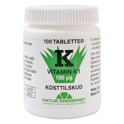 Billede af K1-vitamin 150 mcg, 100tab. hos Ren-velvaereshop.dk