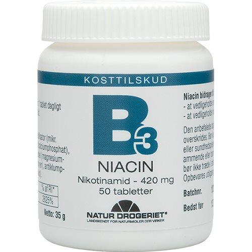 Billede af Niacin (nikotinamid) 420 mg, 50tab. hos Ren-velvaereshop.dk