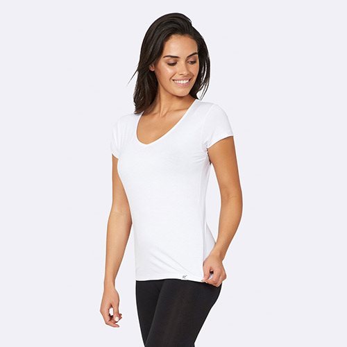 Boody T-Shirt Dame hvid str. XL V-hals, 1stk