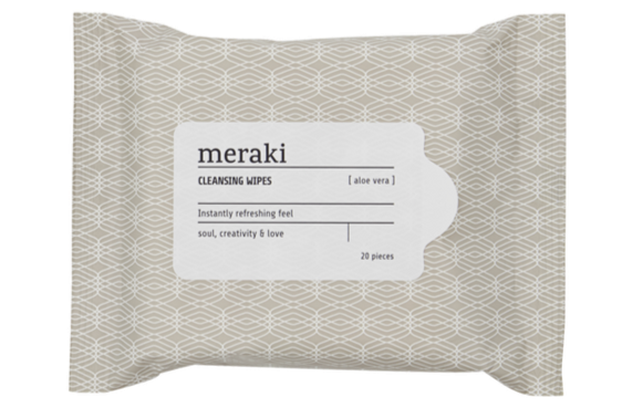 Renseservietter Meraki Aloe Vera & Kamille, 20 stk - ansigtsrens uden vand i rejseformat