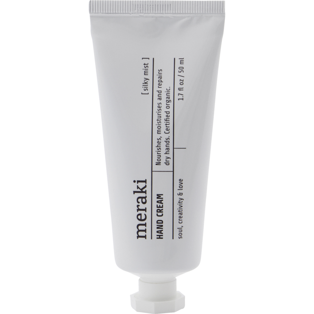 Håndcreme Meraki Silky Mist økologisk - fugtgivende med aloe vera & jojoba, nærende kakaosmør, ikke-fedtet, diskret citrusduft