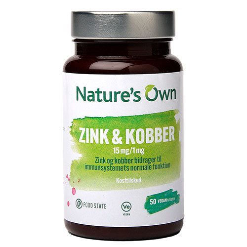 Zink og Kobber Food State - 50 tabletter - Natures Own