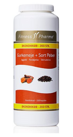 Billede af Fitness Pharma Gurkemeje & Sort Peber, 200 kapsler. hos Ren-velvaereshop.dk