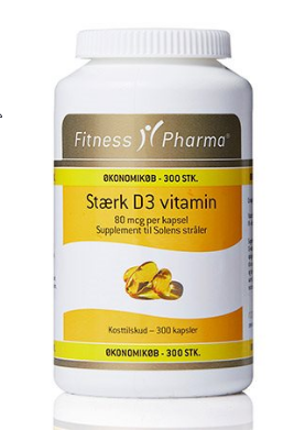 Billede af Fitness Pharma Stærk D3 vitamin, 300 kapsler. hos Ren-velvaereshop.dk