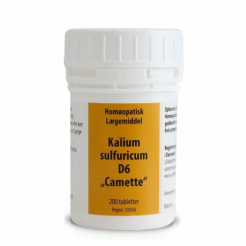 Se Camette Kalium sulf. D6 Cellesalt 6, 200 tab/50g hos Ren-velvaereshop.dk
