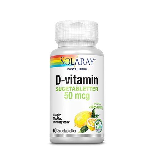 Se Solaray D-vitamin 50 mcg sugetablet, 60 kap. hos Ren-velvaereshop.dk