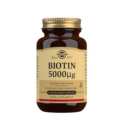 Se Solgar Biotin 5000 ug, 50stk hos Ren-velvaereshop.dk