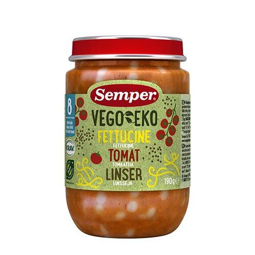 Se Vego Eko Babymos fettucine tomat & linser fra 8 mdr. Ø, 190g hos Ren-velvaereshop.dk