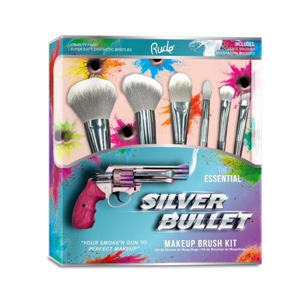 Se RUDE Cosmetics Silver Bullet Makeup Brush Kit (1 stk) hos Ren-velvaereshop.dk