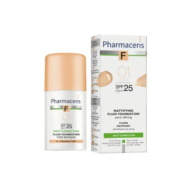 Se Pharmaceris F Matterende foundation Normal og fedtet hud, akne hud, SPF 25. Ivory 01, 30 ml hos Ren-velvaereshop.dk