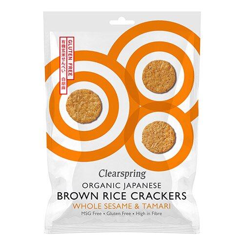 Se Clearspring Rice Cracker sesame Ø, 40g hos Ren-velvaereshop.dk