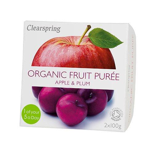 Billede af Clearspring Frugtpuré blomme, æble Ø, 200g