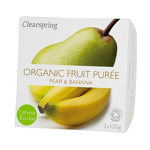 Se Frugtpuré Banan/pære Økologisk- 200 gr - Clearspring - Mindst holdbar til : 31-08-2024 hos Ren-velvaereshop.dk