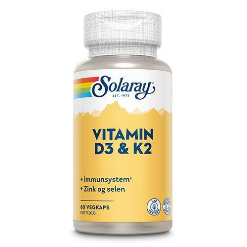 Billede af Solaray Vitamin D3 & K2, 60kap hos Ren-velvaereshop.dk