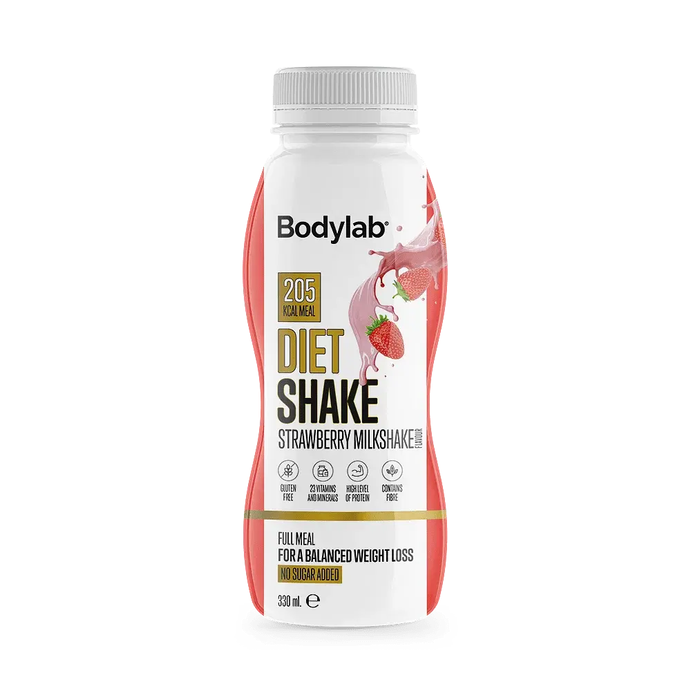 Se Bodylab Diet Shake Ready to Drink - strawberry milkshake, 330ml hos Ren-velvaereshop.dk
