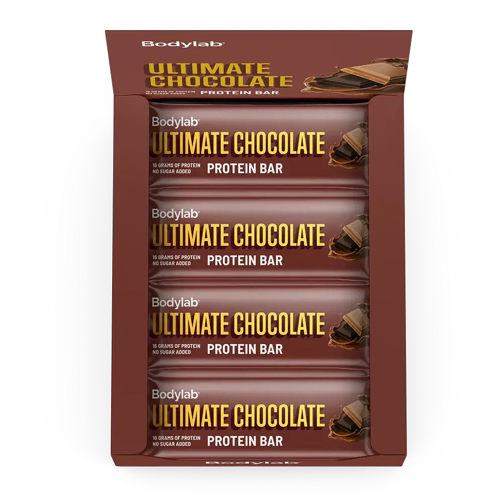 Se Bodylab Protein Bar - ultimate chocolate, 12x55 g hos Ren-velvaereshop.dk