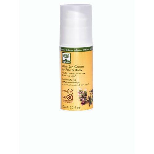 Billede af BIOselect Olive Sun Cream for Face & Body SPF 30, 100ml hos Ren-velvaereshop.dk