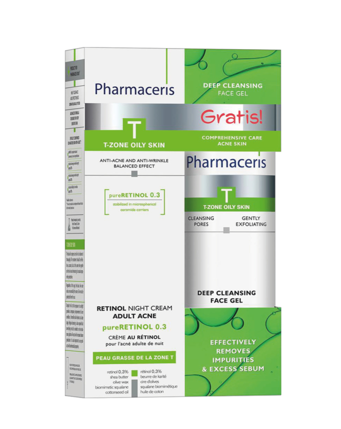 Billede af Pharmaceris Sampak T- 2 full str produkt + Retinol natcreme 40ml + en gratis antibakterial rensegel 190ml hos Ren-velvaereshop.dk