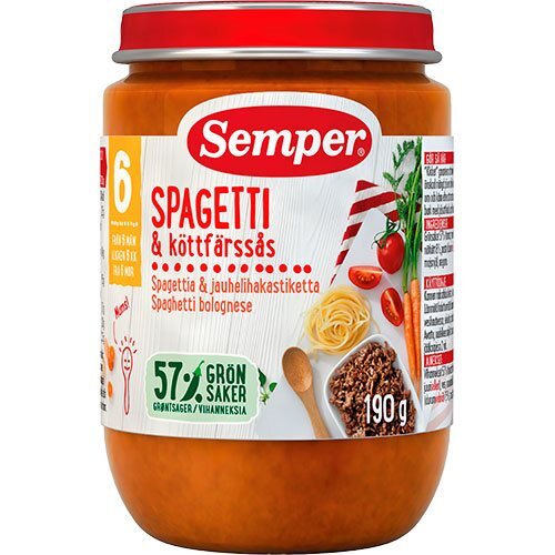 Se Semper Spaghetti Bolognese fra 6 mdr., 190g hos Ren-velvaereshop.dk