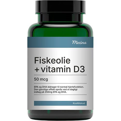 Mezina Fiskeolie Med Vitamin D3 - 50 Mcg 160kap - REN velvære