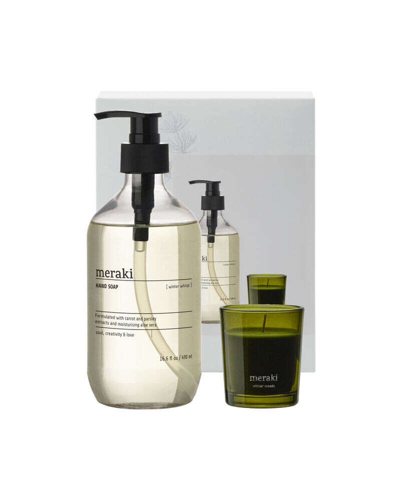 Meraki Gaveæske, jul, Winter Whisp håndsæbe & Winter Woods duftlys, 490ml.+ 60g.