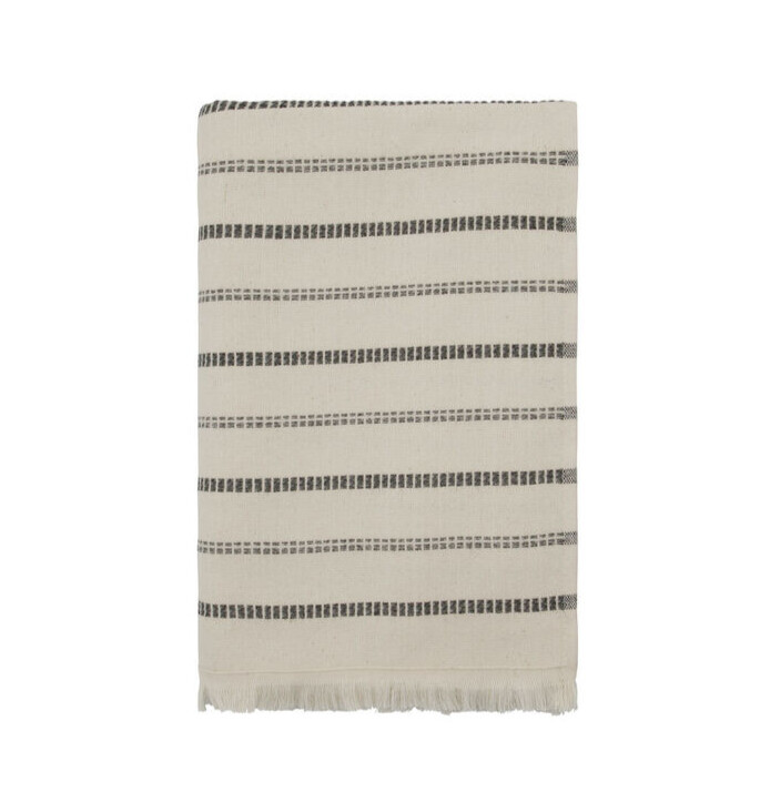 Meraki Håndklæde Råhvid – sorte striber, l: 140 cm, w: 70 cm