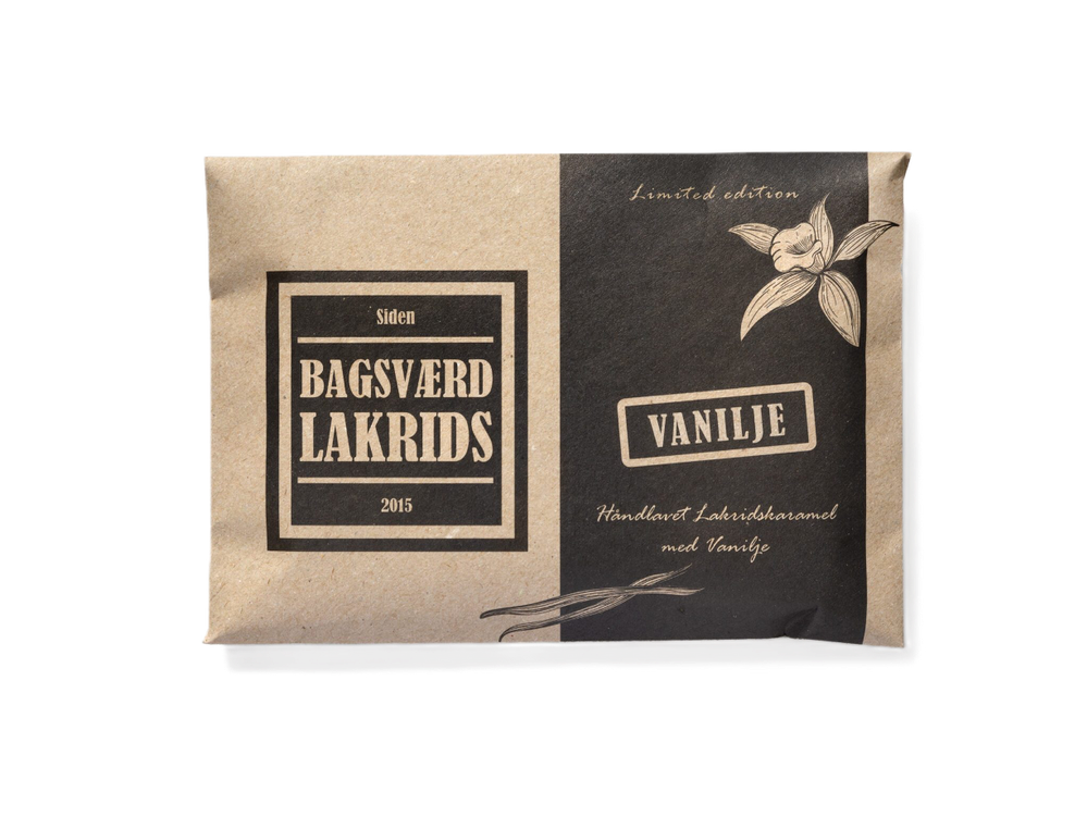 Bagsværd Lakrids Hel Plade Lakrids "Vanilje", 160g.