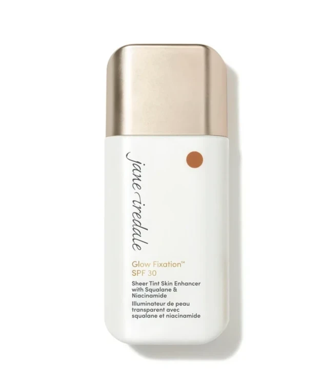 Jane Iredale Glow Fixation SPF 30 Sheer Tint - Medium to Medium Dark, 40ml.
